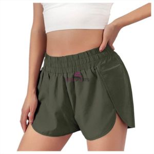 Shorts de course pour femmes à taille mi-haute avec broderie en dentelle, séchage rapide, respirant, taille élastique, en tissu polyester/nylon, style sportif - Product Image 2