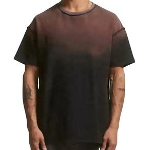Camisetas de Hombre 2026, Nueva Moda, Alta Calidad, Logotipo Personalizado, Negras, Holgadas, Hombros Caídos, Lavado Ácido, Efecto Desgastado por el Sol - Product Image 1
