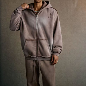 Sweat-shirt à capuche unisexe délavé et vieilli, style streetwear américain Harajuku, coupe ample, décontracté et rétro pour homme - Product Image 2