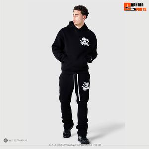 Daphnia Men's Black Pullover <b>Hoodie</b> with <b>3D</b> Puff Printing Custom Streetwear Fleece Sweatshirt For Outdoor <b>Hoodie</b> - Product Image 5