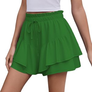 Custom Women Yoga Skort High Waist Pleated Ruffle Hem Shorts OEM Bulk Wholesale - Product Image 3