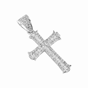 10K <b>Solid</b> White <b>Gold</b> Round Brilliant Cut Diamond Christian Men's Religious Cross Charm <b>Pendant</b> 1.75" 1.48 CT Hip-Hop Jewelry - Product Image 3