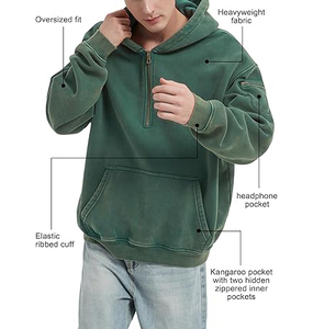 เสื้อฮู้ดผู้ชาย FAIABLE ผ้าฟลีซ แฟชั่นฤดูใบไม้ร่วง เสื้อแจ็คเก็ตซิปครึ่งตัว เสื้อกันหนาวทรงโอเวอร์ไซส์ เสื้อพูลโอเวอร์ เสื้อผ้าแฟชั่นปี 2025 - Product Image 2