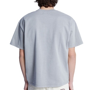 T-shirts pour hommes 100% coton, col rond côtelé de haute qualité, coupe ample, design personnalisé avec logo, épaules tombantes, t-shirt décontracté pour hommes - Product Image 2