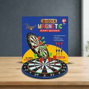 Jeu de fléchettes magnétiques en bois Toys Genie, 15 pouces, avec 6 fléchettes, sûr pour les enfants et les adultes, jeu de cible double face pour intérieur et extérieur - Product Image 2