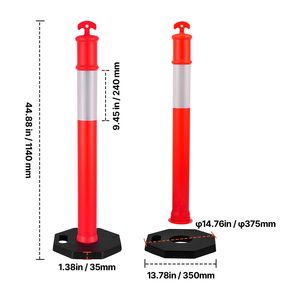 ชุดเสาจราจรแบบหนาพิเศษ 9 ชิ้น ขนาด 48 นิ้ว พร้อมแถบสะท้อนแสง ฐานถ่วงน้ำหนัก กรวยจราจรสะท้อนแสงสำหรับเตือนภัย - Product Image 6