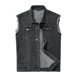 New Unique Design Canvas Casual Winter Denim <b>Vest</b> for Men Quick Dry Professional Quality Solid Color Sleeveless 100% Cotton - Product Image 3