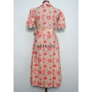 Vestido Midi de Verano para Mujer, Estampado Bohemio, Colorido, de Algodón Puro, Manga Corta, Corte en A, Estilo Vintage, Floral - Product Image 6