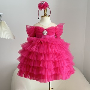 Vestido de Princesa de Tul Largo con Capas para Niñas, con Mangas con Volantes y Detalles Brillantes, Elegante para Fiestas, Venta al Por Mayor OEM - Product Image 2