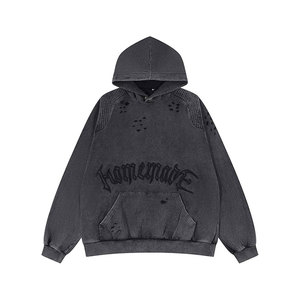 Sudadera con Capucha para Hombre con Apliques y Acabado Desgastado, Sudadera Bordada con Efecto Desgastado - Product Image 1