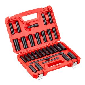 Set di chiavi a bussola a impatto da 19 mm a 32 mm, 29 pezzi, a 6 punte, profonde, SAE/Metriche, da 3/8 a 1 pollice/da 10 a 24 mm - Product Image 2