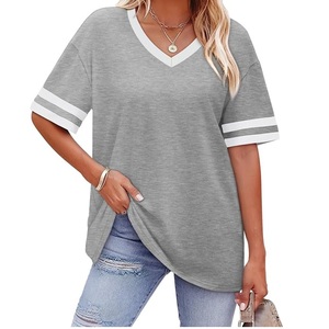 Camiseta de Cuello en V Personalizada para Mujer, la Más Vendida, 100% Algodón, Transpirable, Ecológica, de Manga Corta para Verano, Hecha en Bangladesh - Product Image 6