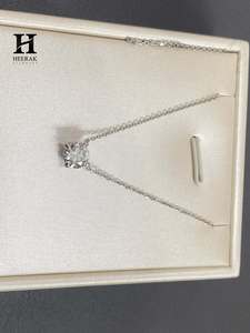 Collier pendentif solitaire rond en or blanc 14k/18k de luxe - Bijoux en diamant certifié cultivé en laboratoire/naturel - Product Image 2