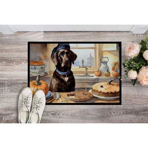 Chocolate Lab Fall Cocina Calabazas Felpudo 24H X 36W Antideslizante Alfombra de entrada para interiores y exteriores Lavable Alfombra de puerta delantera de pila baja - Product Image 2