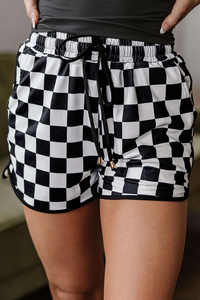 Shorts décontractés d'été pour femmes, à carreaux roses, taille élastique - Product Image 5