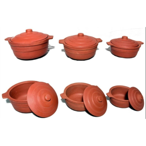 Juego de Cazuelas Redondas de Barro Terracota (20 cm de Diámetro con Tapas) - Product Image 1