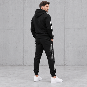 Khawaja Rafique Ullah Enterprises Men's <b>Black</b> Hooded Winter Solid Full Length Casual Sweatshirt <b>Pants</b> Set - Product Image 5