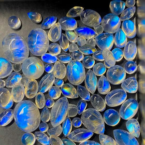 Lot de cabochons en pierre de lune arc-en-ciel, blancs avec reflets bleus, calibrés, pierres précieuses naturelles en vrac pour la création de bijoux - Product Image 1