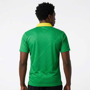Polo de boxe personnalisé vert kangourou – Maillot d'entraîneur de sublimation pour équipe sportive avec col jaune - Product Image 2