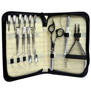 Complete Hair Extension Kit with 1-Hole Pliers Hair Threading Hook Duckbill Clips <b>Thinning</b> Scissors and Parting <b>Ring</b> - Product Image 3