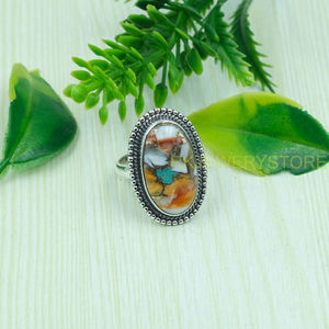 Anillo de Plata de Ley 925 con Gema de Turquesa de Ostra Espinosa Naranja de Alta Calidad, Diseño Hecho a Mano, Anillo de Promesa, Joyería Boho - Product Image 3