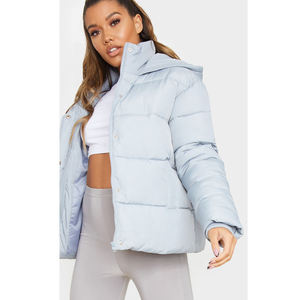 Chaqueta de plumón acolchada corta de invierno para mujer, estilo bomber, con cremallera y manga larga, gruesa - Product Image 3