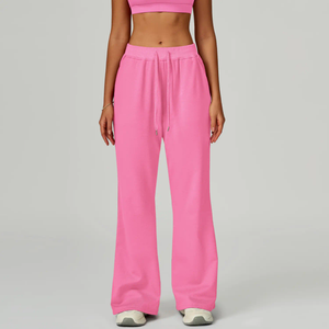 Pantalon de survêtement large pour femme avec logo personnalisé, taille haute, coupe ample, vente en gros, fabricant OEM, marque privée - Product Image 2