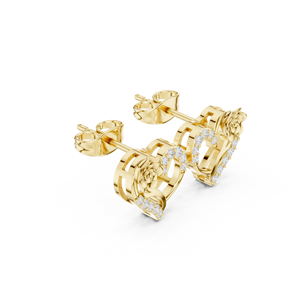 Boucles d'oreilles en or jaune 18 carats avec diamants de laboratoire en or jaune pour femmes – Bijoux élégants et romantiques - Product Image 4