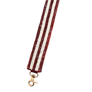 Correa de Bolso Deportiva de Algodón con Rayas Negras y Doradas, Hecha a Mano, con Cuentas, Accesorio de Moda para el Día del Partido, Personalizable - Product Image 4