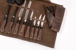 Étui de voyage pour couteau de chef en cuir véritable OEM, anti-odeur, LSKR-0115 - Product Image 2