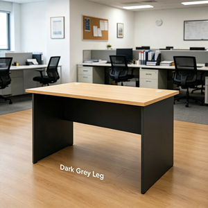 Modern Minimalist Rectangular Office <b>Desk</b> Wood Top Dark <b>Grey</b> Leg Freestanding Commercial Furniture AY Office System V-GT - Product Image 1