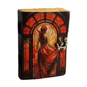 Diario de Cuero Personalizado con Cerradura, Diseño de Diosa Mística, Estilo Art Nouveau, Cuaderno de Fantasía, Libro de Sombras, Diario de Escritura, Regalo - Product Image 1