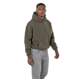 Sweat-shirt à capuche surdimensionné à manches longues en tissu français simple, logo personnalisé brodé, streetwear tendance, imprimé à l'écran - Product Image 1