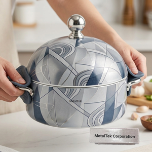 Olla de Acero Inoxidable de Lujo con Diseño Único en Negro y Dorado, Cazuela Aislada con Diseño Meena, Plato para Servir, Decoración Moderna para Mesa - Product Image 5