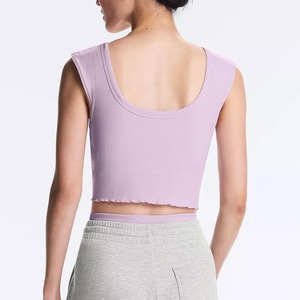 Débardeur Femme Style Urbain Couleur Unie Sans Bretelles en Spandex/Coton Respirant Séchage Rapide Décontracté Écologique - Product Image 4