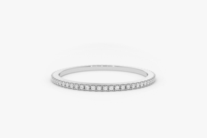 Anillo de Eternidad con Micro Pavé de Diamantes de 0.25 CT en Oro Blanco de 14k_ Anillo de Eternidad con Diamantes de 1.0MM_ Anillo de Boda con Diamantes_ Anillo de Diamantes para Mujer - Product Image 1
