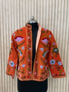 Chaqueta de Terciopelo Estampada para Mujer, Estilo Étnico Moderno, Diseño de Otoño-Invierno, Tejida a Mano, Transpirable, Ecológica, con Estampado Floral Vintage - Product Image 2