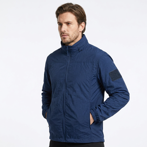 Men's Windproof Zipper <b>Jacket</b> Solid Color Stand Collar Casual Polyester Outerwear Autumn Wear Left Sleeve Logo - Product Image 6