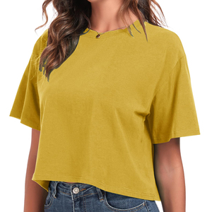 T-shirt court pour femme en coton doux, décontracté, à manches courtes, col rond, tendance, confortable, streetwear, été, pas cher - Product Image 3