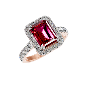 Personnalisable 14K 18K Or Rubis Solitaire Halo Bague IGI Certifié Taille Émeraude Bijoux De Mariage Prix Compétitif En Gros En Vrac - Product Image 1