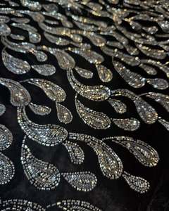 Tissu de broderie perlée haut de gamme, tissu personnalisé, tissu à sequins, tissu en dentelle, vêtements de mode, boutique de vêtements, vente en gros, exportation - Product Image 1