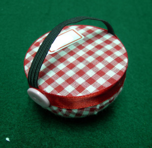 AA0279 Wrist <b>Pin</b> Cushion | Hand <b>Sewing</b> Accessories| Red White Checkered Round <b>Pin</b> Cushion With Button <b>Sewing</b> Accessory - Product Image 2