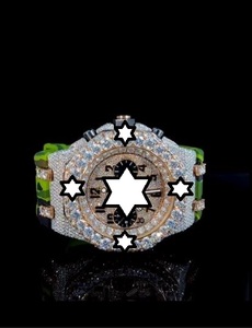 Luxury Men's Stainless Steel <b>Chronograph</b> Watch Round Case Sapphire Crystal Mechanical Movement Diamond Accents Folding Clasp - Product Image 1