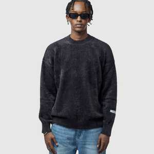 Suéter de punto afelpado con cuello simulado para invierno al por mayor |   Colores Sólidos Ombre |   Suéter Vintage para Hombre con Tacto de Mohair |   OEM/ODM | - Product Image 5