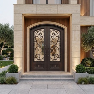 Puerta principal de hierro forjado estilo real – Diseño moderno, revestimiento resistente al agua y al óxido, fácil de montar, apta para uso en exteriores - Product Image 3