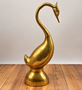 Escultura de Cisne de Latón Vintage, Figura de Pájaro con Cuello Curvo Elegante, Estatua Decorativa de Aves Acuáticas de Metal, Adorno de Lujo para Mesa de Oficina u Hogar - Product Image 6