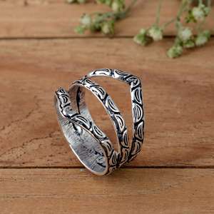 SHYAM JEWELRS Luxury 925 Sterling Silver Patterned Arthritis <b>Ring</b> Splint-V Shape <b>Adjustable</b> Swan Neck Support for PIP/DIP Joint - Product Image 4
