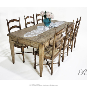 Best Selling <b>Dining</b> <b>Table</b> And Chair Set Made Of Wood And <b>Rattan</b> Classic Vintage Design No. 8223 Durable For Hotel - Product Image 1