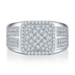 Hot Sale Luxury Silver and Gold Hip Hop Diamond <b>Ring</b> for Men and Women, <b>Iced</b> Out Bling Jewelry Perfect for Party and Streetwear - Product Image 1