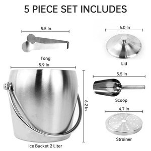 Cubo para hielo de acero inoxidable de alta calidad diseñado para uso profesional y doméstico - Product Image 3